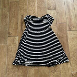 Garage Navy and white striped mini shirt dress small
